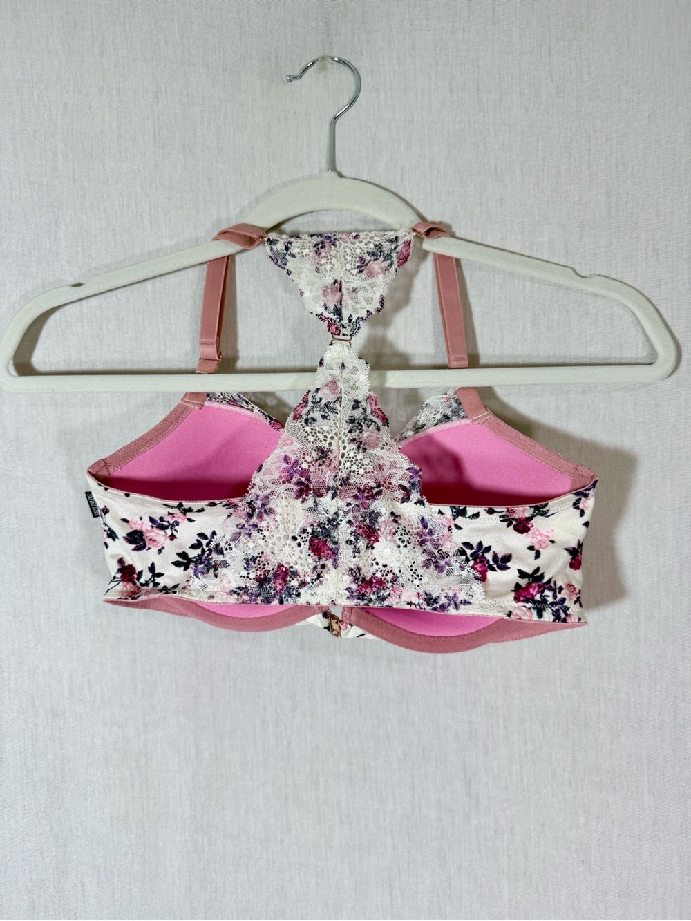 Victoria’s Secret Pink 32DD front close Floral Lace Push-Up Bra - Pink/White - Picture 2 of 4